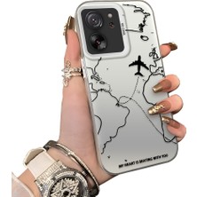 Ucuc Mi 13T Pro/mi 13T Uyumlu Telefon Kılıfı Uçak Deseni Akrilik Sert Arka Silikon Kenar Lens Korumalı Darbe Koruma