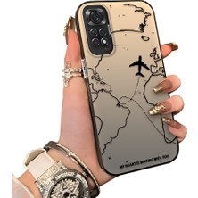 Ucuc Redmi Note 11 Uyumlu Telefon Kılıfı Uçak Deseni Akrilik Sert Arka Silikon Kenar Lens Korumalı Darbe Koruma