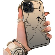 Ucuc iPhone 14 Pro Uyumlu Telefon Kılıfı Uçak Deseni Akrilik Sert Arka Silikon Kenar Lens Korumalı Darbe Koruma