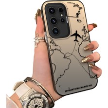 Ucuc Samsung Galaxy S23 Ultra Uyumlu Telefon Kılıfı Uçak Deseni Akrilik Sert Arka Silikon Kenar Lens Korumalı Darbe Koruma