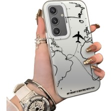 Ucuc Samsung Galaxy S24 Uyumlu Telefon Kılıfı Uçak Deseni Akrilik Sert Arka Silikon Kenar Lens Korumalı Darbe Koruma