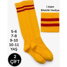 Feyza Design Çift Renkli Çemberli Unisex Çocuk Futbol Halı Saha Maç Çorabı Tozluk