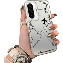 Ucuc Samsung Galaxy A36 Uyumlu Telefon Kılıfı Uçak Deseni Akrilik Sert Arka Silikon Kenar Lens Korumalı Darbe Koruma