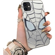 Ucuc iPhone 12 Uyumlu Telefon Kılıfı Spider-Man Desenli Akrilik Sert Arka Silikon Kenar Lens Korumalı Darbe Koruma