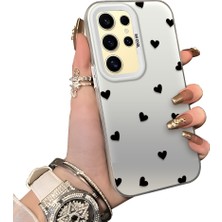 Ucuc Samsung Galaxy S24 Ultra Uyumlu Telefon Kılıfı Sevgi Yüzüğü Desenli Akrilik Sert Arka Silikon Kenar Lens Korumalı Darbe Koruma
