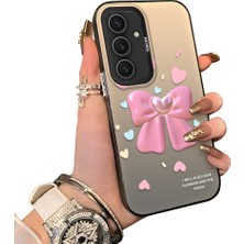 Ucuc Samsung Galaxy S24 Plus Uyumlu Telefon Kılıfı Estetik Kurdele Deseni Akrilik Sert Arka Silikon Kenar Lens Korumalı Darbe Koruma