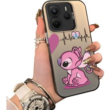 Ucuc Redmi Note 14 4g Uyumlu Telefon Kılıfı Stitch Desenli Akrilik Sert Arka Silikon Kenar Lens Korumalı Darbe Koruma