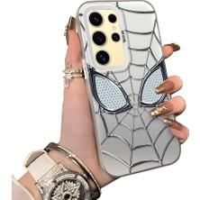 Ucuc Samsung Galaxy S24 Ultra Uyumlu Telefon Kılıfı Spider-Man Desenli Akrilik Sert Arka Silikon Kenar Lens Korumalı Darbe Koruma
