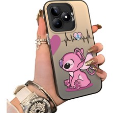 Ucuc Realme C53 Uyumlu Telefon Kılıfı Stitch Desenli Akrilik Sert Arka Silikon Kenar Lens Korumalı Darbe Koruma