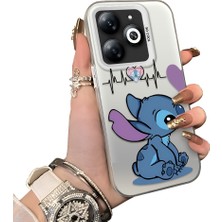 Ucuc Infinix Hot 40I Uyumlu Telefon Kılıfı Stitch Desenli Akrilik Sert Arka Silikon Kenar Lens Korumalı Darbe Koruma