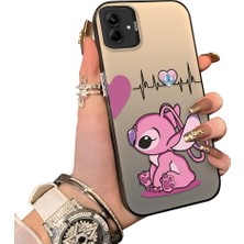 Ucuc Samsung Galaxy A03 Uyumlu Telefon Kılıfı Stitch Desenli Akrilik Sert Arka Silikon Kenar Lens Korumalı Darbe Koruma