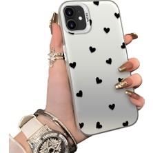 Ucuc iPhone 12 Uyumlu Telefon Kılıfı Sevgi Yüzüğü Desenli Akrilik Sert Arka Silikon Kenar Lens Korumalı Darbe Koruma