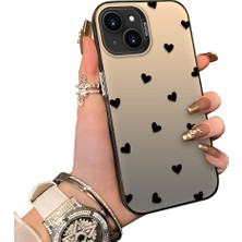 Ucuc iPhone 14 Plus/15 Plus Uyumlu Telefon Kılıfı Sevgi Yüzüğü Desenli Akrilik Sert Arka Silikon Kenar Lens Korumalı Darbe Koruma