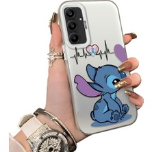 Ucuc Samsung Galaxy A25 Uyumlu Telefon Kılıfı Stitch Desenli Akrilik Sert Arka Silikon Kenar Lens Korumalı Darbe Koruma