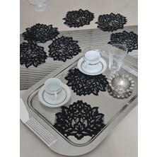 PremiumPort Kahve Kokteyl Sunum Peçetesi, 6'lı, Dekoratif Güpür Dantel Seti