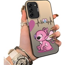 Ucuc Samsung Galaxy S21 Fe 5g Uyumlu Telefon Kılıfı Stitch Desenli Akrilik Sert Arka Silikon Kenar Lens Korumalı Darbe Koruma