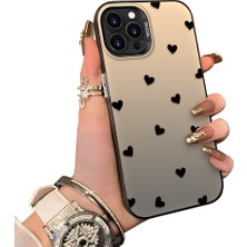 Ucuc iPhone 15 Pro Uyumlu Telefon Kılıfı Sevgi Yüzüğü Desenli Akrilik Sert Arka Silikon Kenar Lens Korumalı Darbe Koruma
