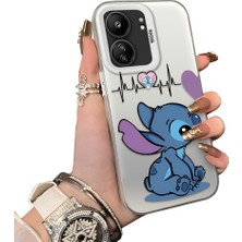 Ucuc Poco C65 Uyumlu Telefon Kılıfı Stitch Desenli Akrilik Sert Arka Silikon Kenar Lens Korumalı Darbe Koruma