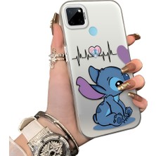 Ucuc Realme C21Y/C25Y Uyumlu Telefon Kılıfı Stitch Desenli Akrilik Sert Arka Silikon Kenar Lens Korumalı Darbe Koruma