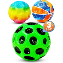 Feyza Design 3’lü Yükseğe Zıplayan Top Galaxyball Uzay Ay Topu Bahçe Oyuncağı