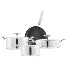 Karaca Plasma Steel 316+ 3ply Apollo Indüksiyon Tabanlı 7 Parça Çelik Tencere Seti