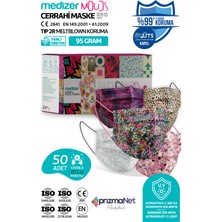 Medizer Mouds Serisi 1 Meltblown Kumaş 3 Katlı Ultrasonik Cerrahi Ağız Maskesi 5 Desen - Burun Telli