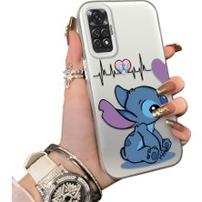 Ucuc Redmi Note 11S Uyumlu Telefon Kılıfı Stitch Desenli Akrilik Sert Arka Silikon Kenar Lens Korumalı Darbe Koruma
