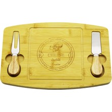Bıçak Sağ-Sol 19X29CM -1.5cm Ahşap Bambu Kahvaltı Peynir Sunum Tabak 2peynir Bıçak=ahşap Saplı (4887)