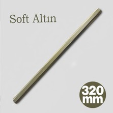 Badem10 Toros Çizgili Soft Altın Çekmece ve Dolap Kulp 320 mm Modern Gardırop Mutfak Banyo Mobilya Kulbu