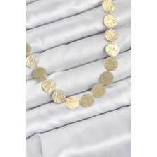 Pazarcan Yuvarlak Plaka Model Gold Renk Kadın Kolye - TJ-BKO10827