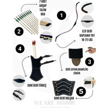 Feyza Design Geleneksel Okçuluk Başlangıç Seti Elif Yay, 7 Ok, Zihgir, Tirkeş, Kolçak