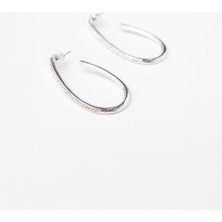 Jimmy Key Gümüş Rengi Parlak Taşlı Büyük Halka Küpe