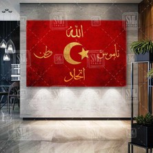 PremiumPort Kırmızı Osmanlı Sancak Kanvas Tablo, Vatan ve Namus Teması