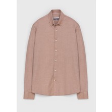 Ramsey Kahverengi Düz Regular Fit Dokuma Casual %100 Pamuk Gömlek