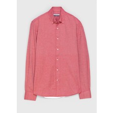 Ramsey Kırmızı Düz Regular Fit Dokuma Casual %100 Pamuk Gömlek