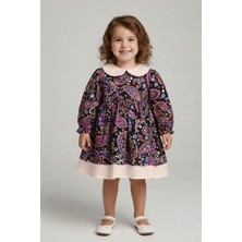 Bertuğ Bebek Bebe Yaka Poplin Kız Çocuk Bebek Pazen Poplin Pembe Elbise