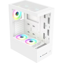 Zoko Smıle Beyaz 5X12CM Argb Fanlı Temper Camlı Atx Akvaryum Kasa