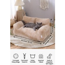 MUJGAN Kedi ve Köpekler Için Kolay Temizlenen Yumuşak Peluş Kaymaz Taban Koltuk Yatağı ve Yastığı