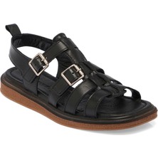 Tergan Siyah Hakiki Deri Kadın Sandalet - K25Y1SN67792-A23