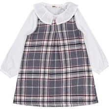 Civil Girls Bebe Yaka 2-5 Yaş Elbise - Gri 4-5 Yaş