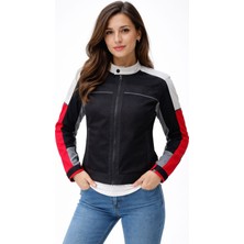 Scudo Lima Yazlık Fileli Kadın Motosiklet Ceketi Red Xl