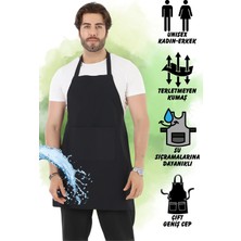 Biz Class Cepli Şef Garson Kafe Aşçı Barista Siyah Önlük Mutfak Önlüğü Ressam Önlüğü