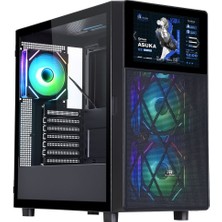Powerboost PB-P4367BB USB 3.0, Atx LCD Mesh Panel, Argb Fan, Siyah Kasa (Psu Yok)