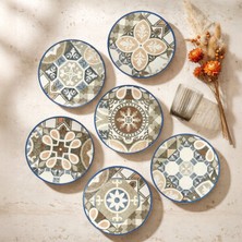 Güral Porselen Camelia 6 Parça 20 cm Pasta Takımı Harmoni -Kahve 4270