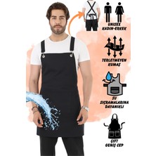 Biz Class Master Siyah Cepli Mutfak Önlüğü-Aşçı Önlüğü-Masterchef Önlüğü-Garson Önlüğü-Kafe Aşçı Siyah Önlük