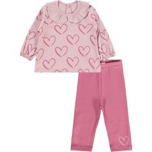 Civil Baby Tramlı Kalp Empirme 6-18 Ay Takım - Pembe 6-9 Ay