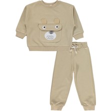 Civil Boys Cep Ayı Nakışlı 2-5 Yaş Eşofman Takımı - Bej 2-3 Yaş
