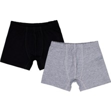 Domi Kids Gri-Siyah 2-8 Yaş Erkek Çocuk 2'li Boxer - Standart 4-5 Yaş