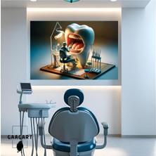 PremiumPort Yatay Kanvas Diş Hekimi Temalı Dekoratif Tablo, Şık ve Modern Tasarım