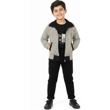 Ege Bebek Erkek Çocuk Balıksırtı Ceketli 3 Parça Jogger Pantalonlu 5-12 Yaş Şık Bayramlık Erkek Çocuk Takım